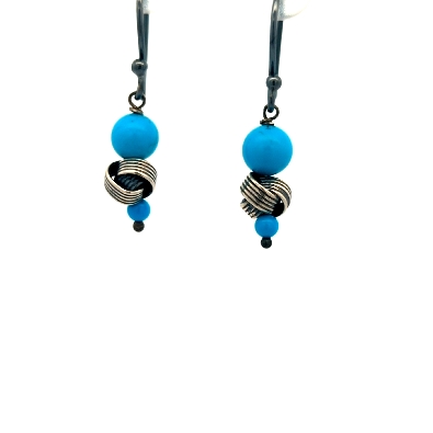 Anne-Marie Warburton  Turquoise Knot Dangle Earrings  Handmade in s...