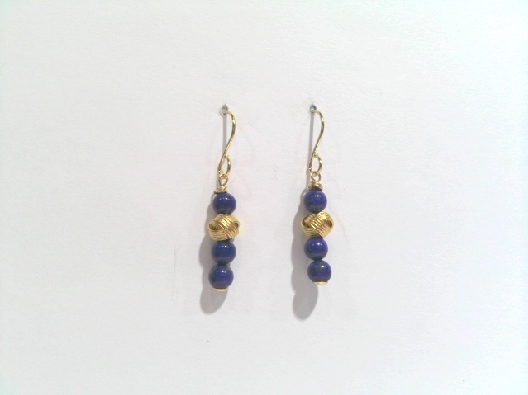 Gallery Gemma  Lapis Bead Gold Knot Dangle Earrings  Blue lapis laz...