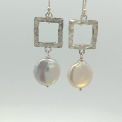 The Providence Collection  Squares and Coin Pearl Drop Earrings  St...