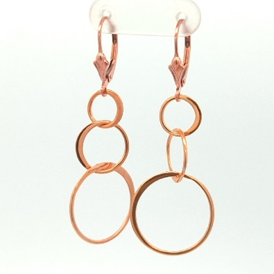 Gallery Gemma  18k rose gold plated triple circle earrings on 14kgf...