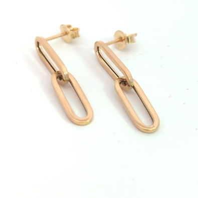 Gallery Gemma Classics  14K Yellow Gold Paper Clip Drop Post Earrin...