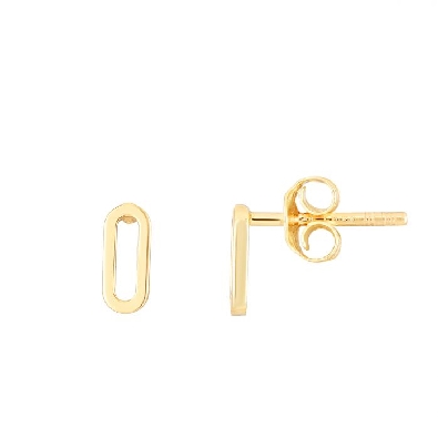 Gallery Gemma Gold Classics  14K Yellow Gold Mini Paperclip Stud Ea...