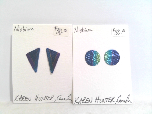 Karen Hunter: Designer  Niobium Medium Post Earrings  Handcrafted i...