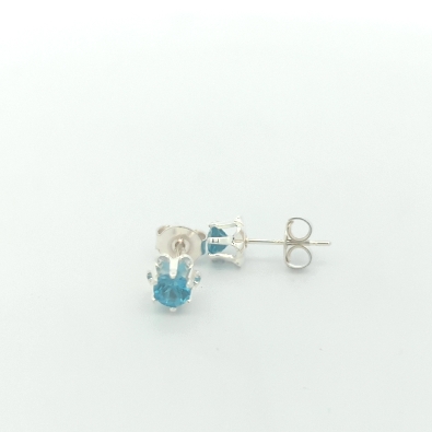 Gallery Gemma Gemstones  4mm Blue Topaz Stud Earrings  Genuine 4mm ...