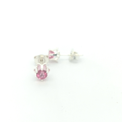 Gallery Gemma  4mm Pink Topaz Stud Earrings   Genuine 4mm round pin...