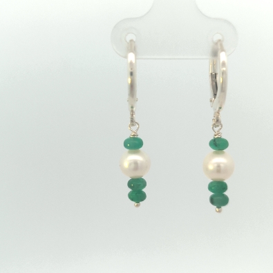 Gallery Gemma  Emerald and Pearl Dangle Earrings  Pretty dangle ear...