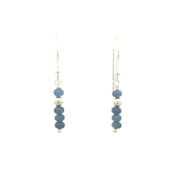 Gallery Gemma  Sapphire Bead Dangle Earrings  3mm blue sapphire gem...