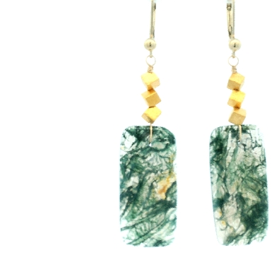 Providence Collection Moss Agate Gemstone Earrings Unique earring...