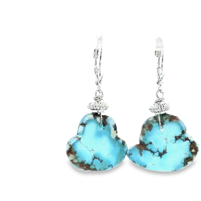 Providence Collection Kazakhstani Turquoise Dangle Earrings Kazak...
