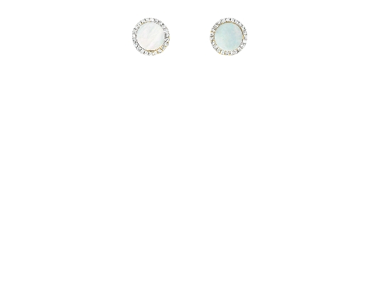 Bassali Jewelry 14K Gold Mother-of-Pearl Diamond Halo Earrings Fr...
