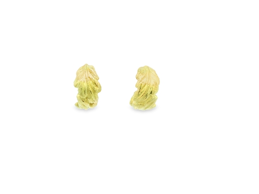 Artist Diana Heimann 18K Gold Oak Leaf Post Earrings Sumptuous an...