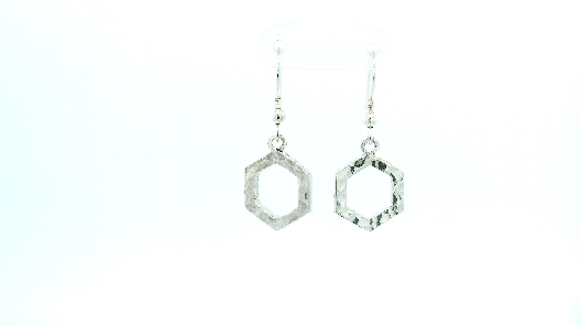 Providence Collection  Sterling Silver Hammered Hexagon Earrings  D...