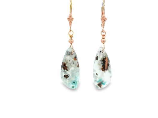 Providence Collection Native Copper Chrysocolla Drop Earrings Bea...