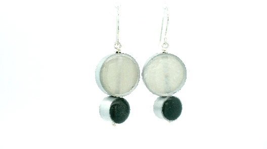 Color Love  Resinique Double Circle Earrings - White and Black  Add...