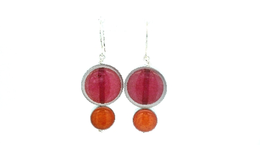 Color Love  Resinique Double Circle Earrings - Pink and Orange  Add...