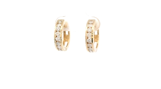 Gallery Gemma 14K Gold Diamond Hinged Hoop Earrings 8 white diamo...