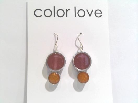 Color Love Resinique Double Circle Earrings - Pink and Orange Add...