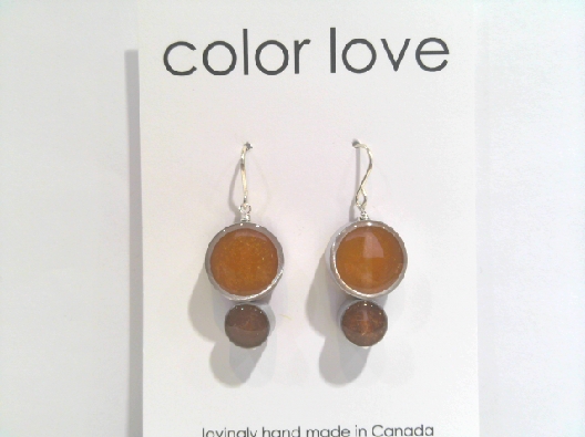 Color Love  Resinique Double Circle Earrings - Orange and Copper  A...