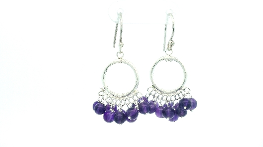 Gallery Gemma Originals Amethyst Bead Dangle Hoop Earrings Playfu...