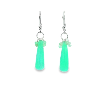 Artist: Anne-Marie Warburton  Chrysoprase Briolette Earrings  Uniqu...