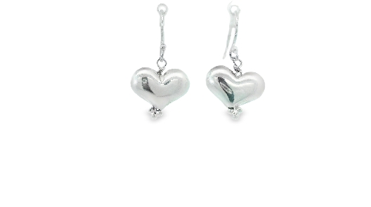 Gemma Silver Collection Silver Puffed Heart Dangle Earrings Sterl...