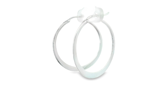 Gallery Gemma  30mm Silver Flat Hoop Earrings  Hoop earrings 30mm r...
