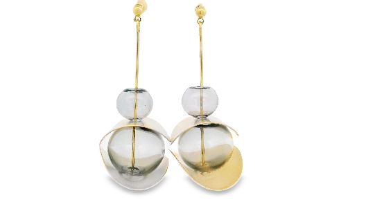 PURSUITS; Toronto  Otto Earrings - Gold Grey  From the O Collection...