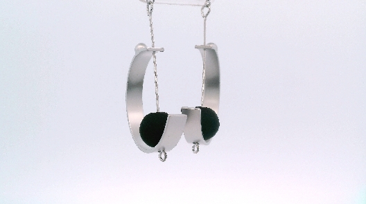 PURSUITS; Toronto  Lunette Earrings - Silver Black  From the O Coll...