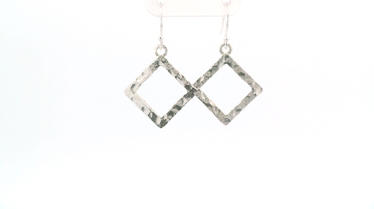 Providence Collection Sterling Silver Hammered Square Earrings Da...