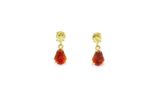 One of a kind earrings Oval; yellow sapphire gemstones .81 ctw pai...
