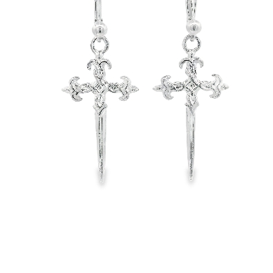 Gallery Gemma Sterling Silver Fancy Sword Earrings Playful silver...