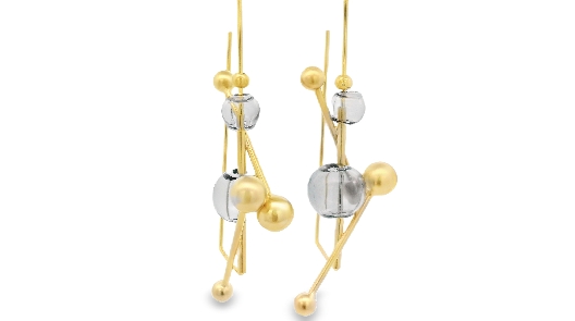 PURSUITS; Toronto Reve Hoop Earrings - Gold Grey From the O Colle...