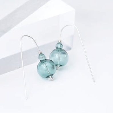 PURSUITS; Toronto  Mini Scoop Earrings - Silver Aqua  From the O Co...