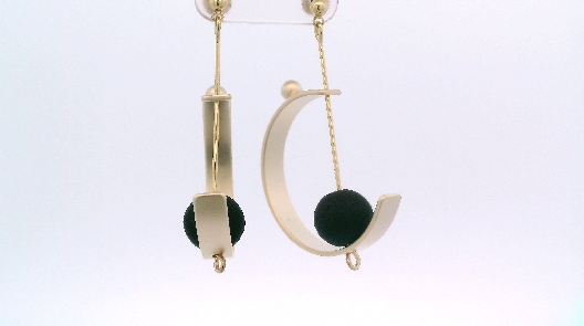 PURSUITS; Toronto  Lunette Earrings - Gold Black  From the O Collec...