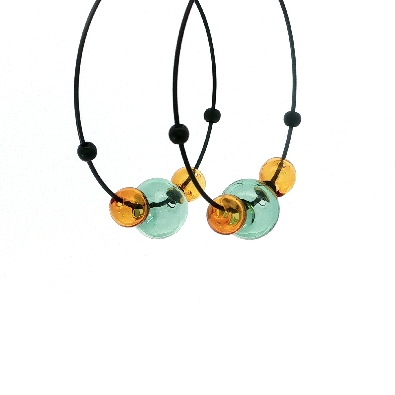 PURSUITS; Toronto Eclipse Hoop Earrings - Black Amber Aqua From t...