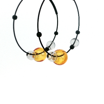 PURSUITS; Toronto  Eclipse Hoop Earrings - Black Grey Amber  From t...