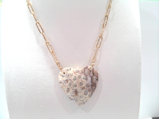 Providence Collection  Fossil Agate Heart Neckace  One-of-a-kind ne...