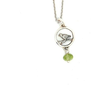 Gallery Gemma  Mini Bird & Peridot Necklace  Sterling silver mini p...