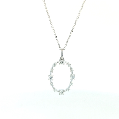 Bassali Jewelry; New York  14K White Gold and Diamond Oval Necklace...