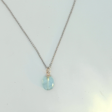 Artist Anne-Marie Warburton  Delicate Aquamarine Drop Necklace   Na...