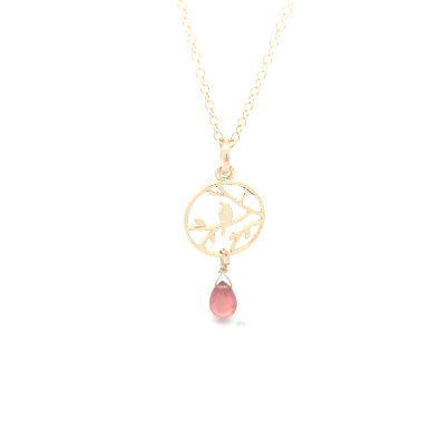 Gallery Gemma  Gold Bird and Ruby Briolette Necklace  Whimsical and...