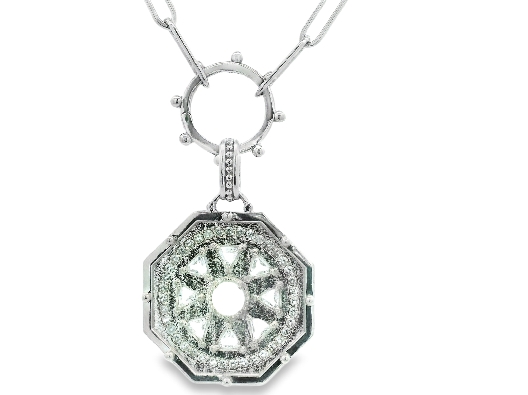 Anzie Jewelry; Montreal Aztec Mayan Deco Medallion Moonstone Neckl...