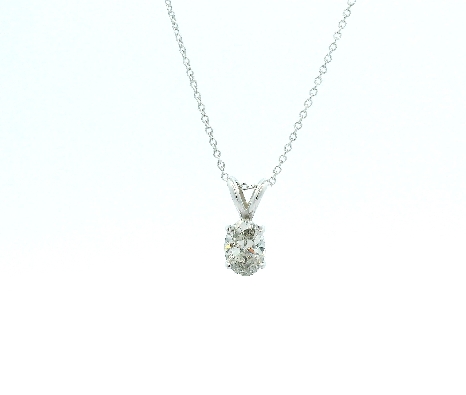 Gemma Diamond Collection 14K White Gold Oval Lab Diamond Necklace ...