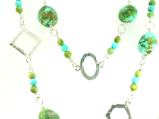 The Providence Collection  Sonora Gold Turquoise and Hammmered Silv...