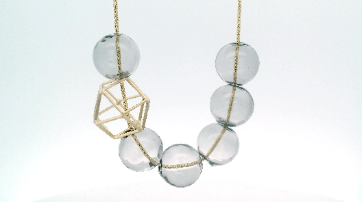 PURSUITS; Toronto  Hex Hex Necklace - Gold Grey  From the O Collect...