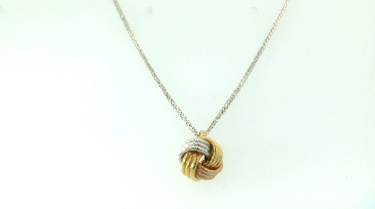 Gallery Gemma Gold Classics 14K Tri-Gold Love Knot Pendant Elegan...