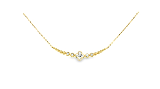 S. Kashi Family Jewelry  14K Yellow Gold and Diamond Clover Necklac...