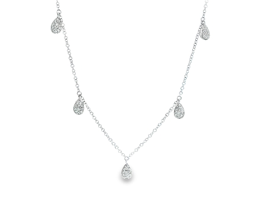 Bassali Jewelry  14K White Gold and Diamond Dangle Necklace  Delica...
