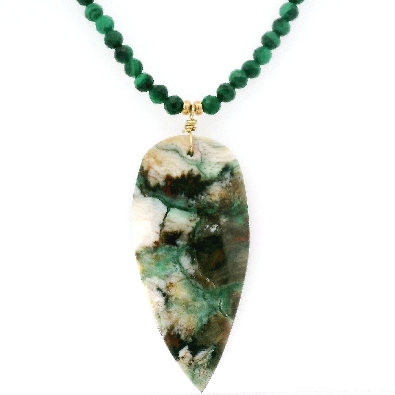 Gallery Gemma Original Malachite Gemstone Strand with Opalized Woo...