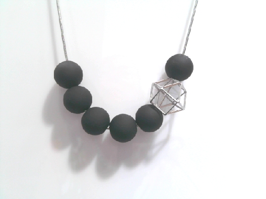 PURSUITS; Toronto Hex Hex Necklace - Silver Black From the O Coll...